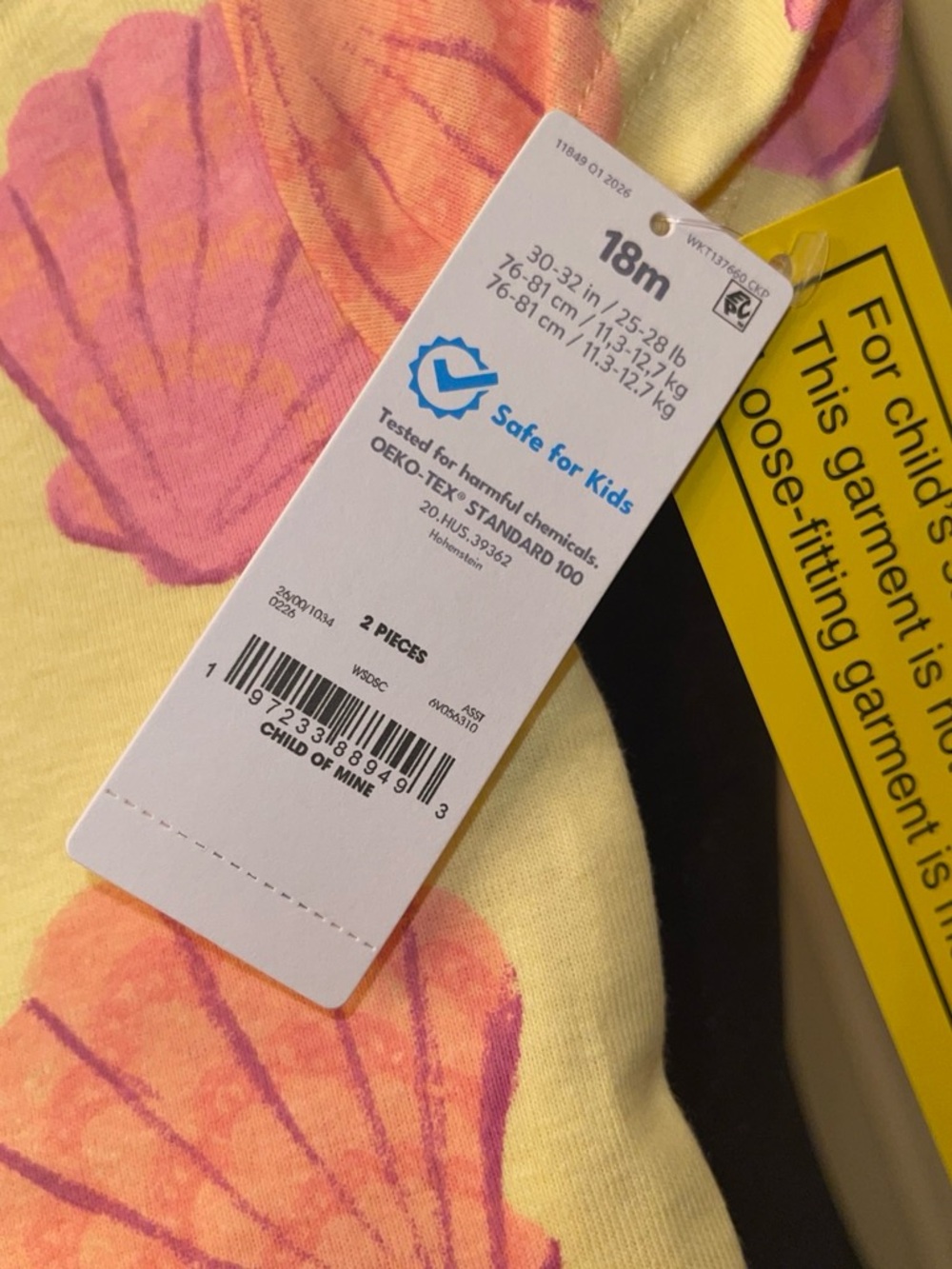 Carter's Yellow Tee with Pink Shell Print - Short Sleeve Girls - Picture 4 of 4